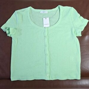 Elodie Light Green Button-Up Top